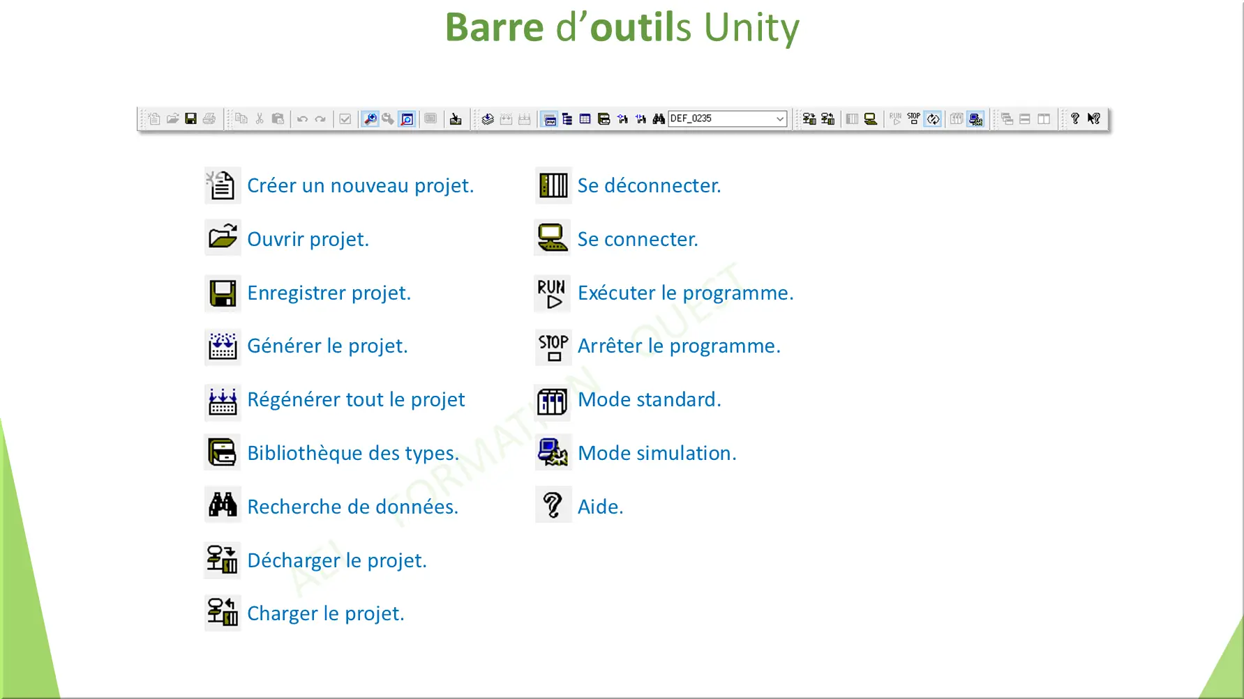 Barre d’outils Unity